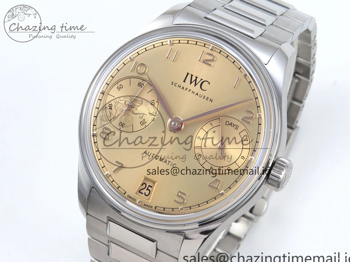 MIROTIME 0312 Portugieser Auto IWC0562B APSF 1:1 Best Edition Gold Dial on SS Bracelet A Reliable 6996